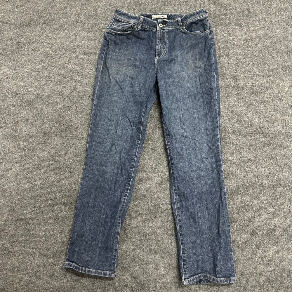 Chico's Jeans Womens Size 1.5 Short Blue Platinum Straight Leg Stretch Denim